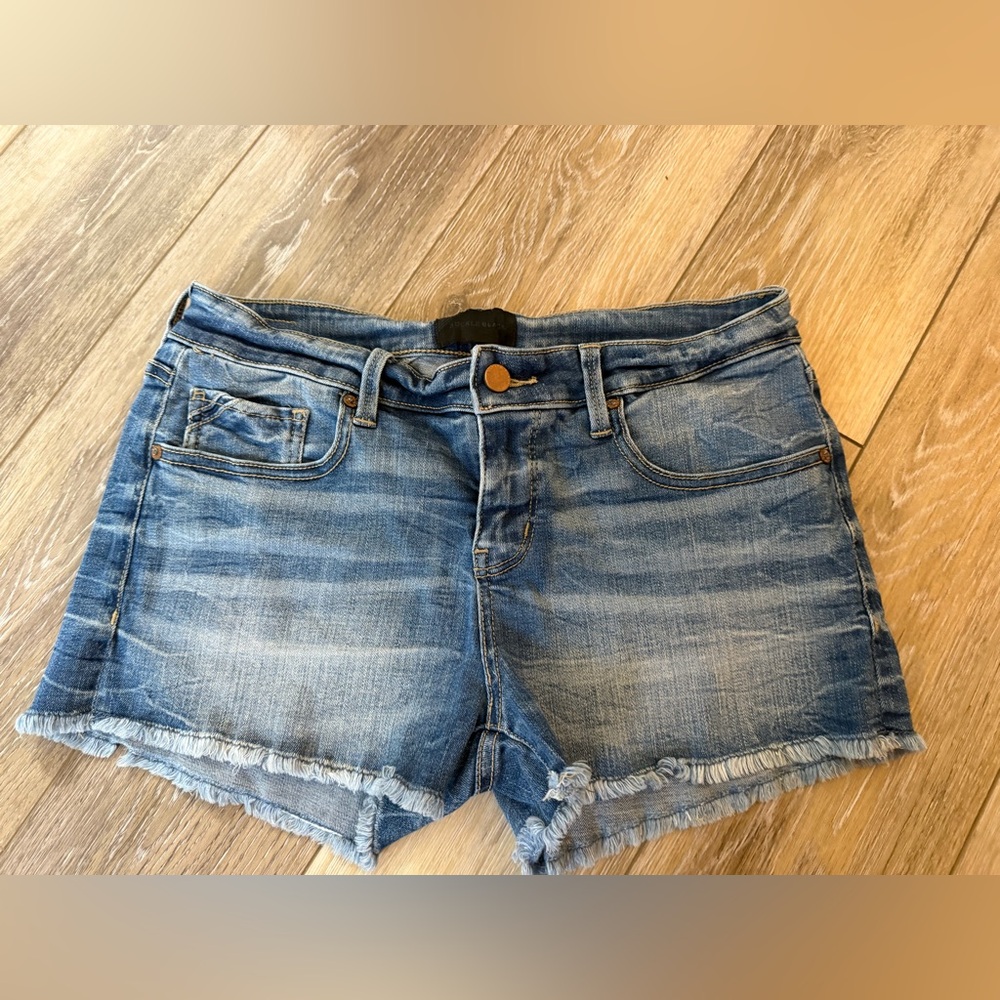 Buckle Distressed Blue Jean Shorts